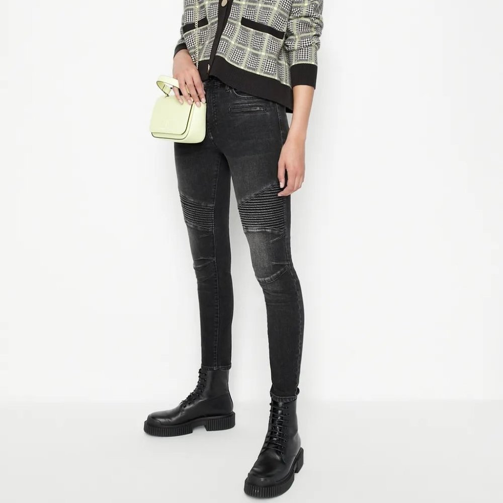 Armani Exchange J93 Skinny Biker Moto Jeans - 28